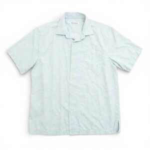 Tommy Bahama Island Zone Mens Large Silk Hawaiian Camp Shirt Light Blue Striped